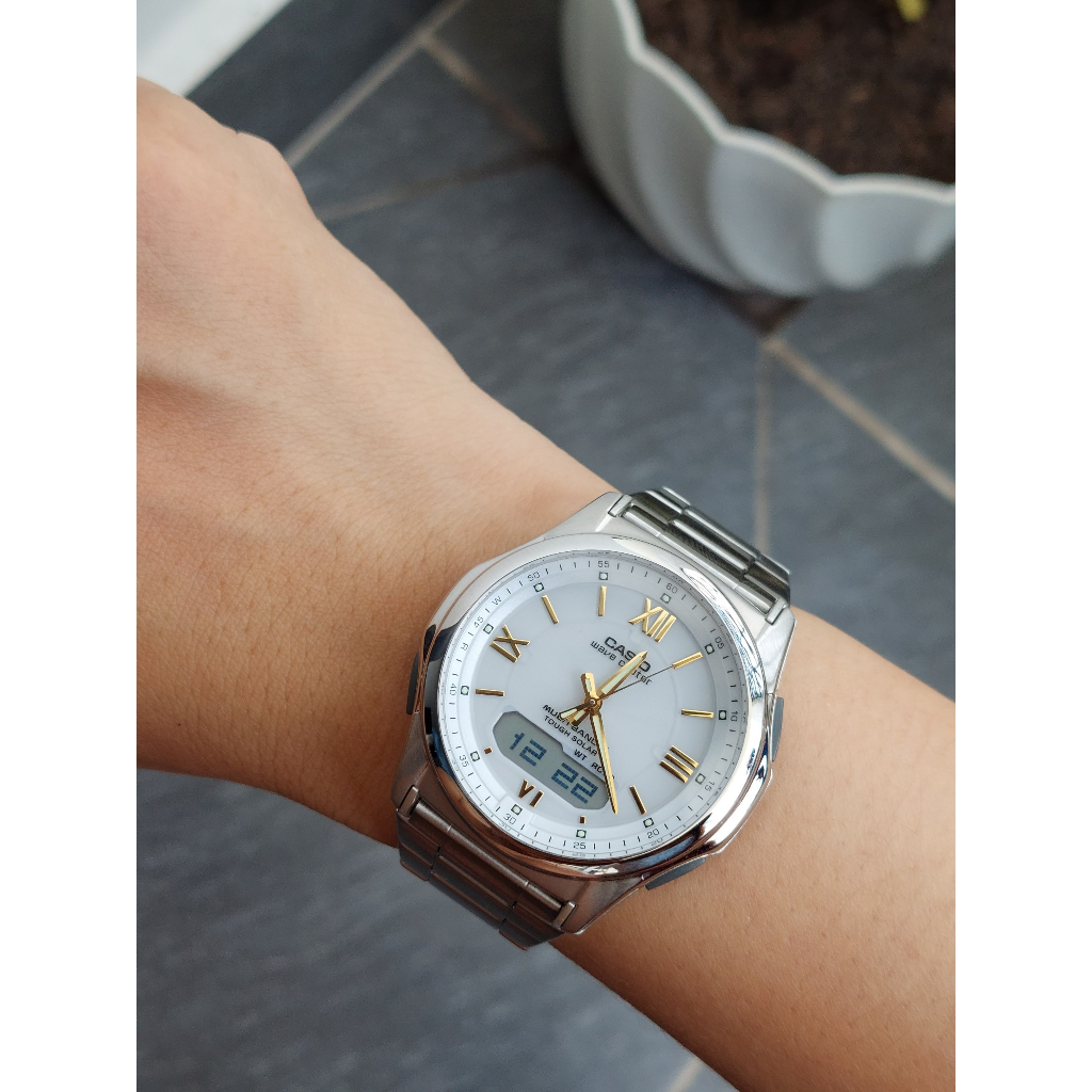 Đồng hồ nam Casio Wave.Ceptor M.630 mặt trắng pin năng lượng ánh sáng hàng Si