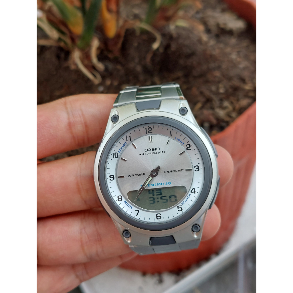 Đồng hồ nam Casio Telememo.30 AW.80 dây thép chạy pin hàng Si