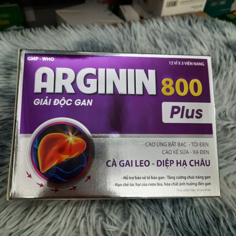 Viên uống GIẢI ĐỘC GAN ARGININ 800 PLUS - Giúp bảo vệ gan, mát gan, hạ men gan - Hộp 60 viên
