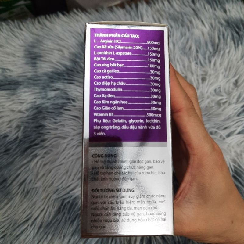 Viên uống GIẢI ĐỘC GAN ARGININ 800 PLUS - Giúp bảo vệ gan, mát gan, hạ men gan - Hộp 60 viên