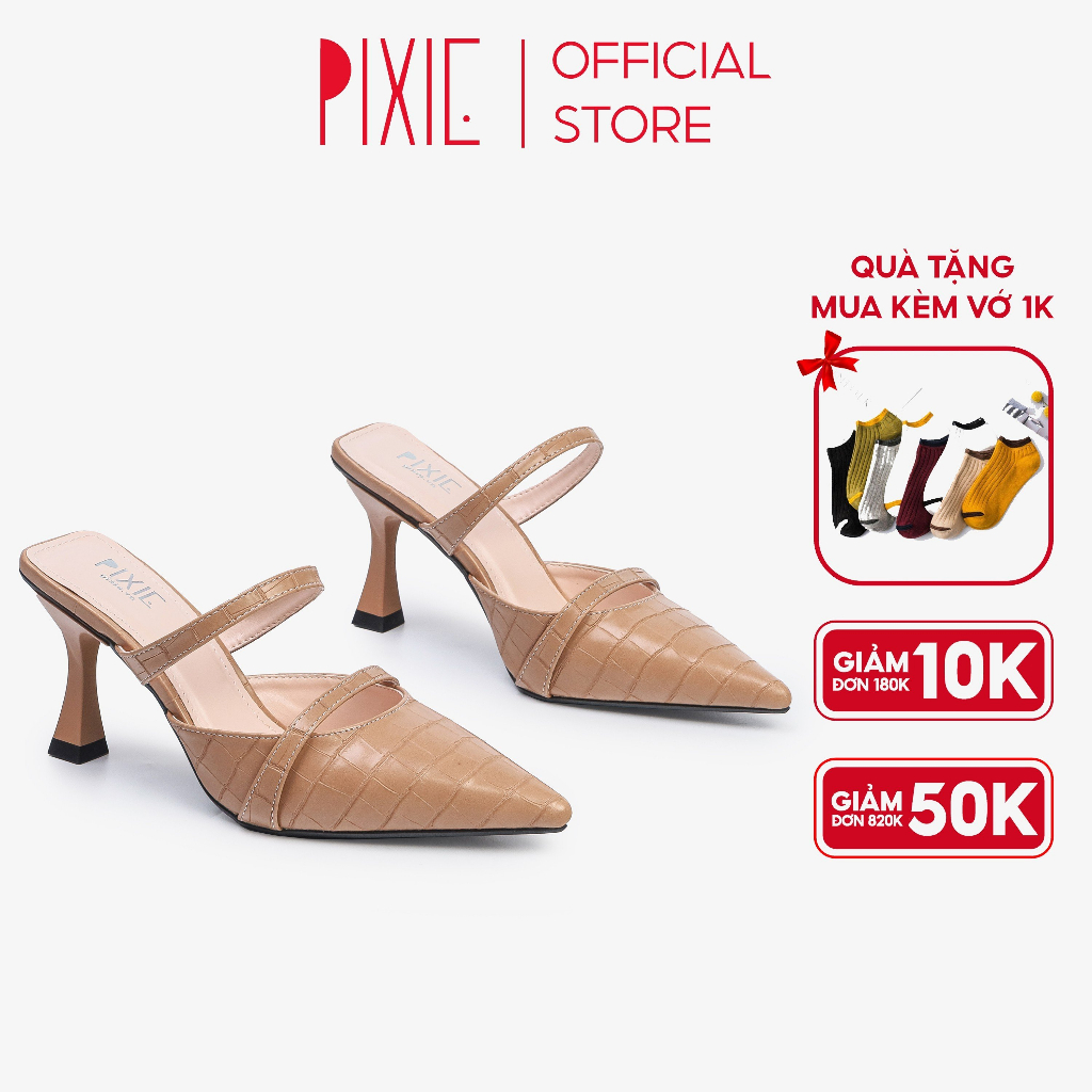 Giày Sục Cao Gót 7cm Da Giả Vân H121 Pixie