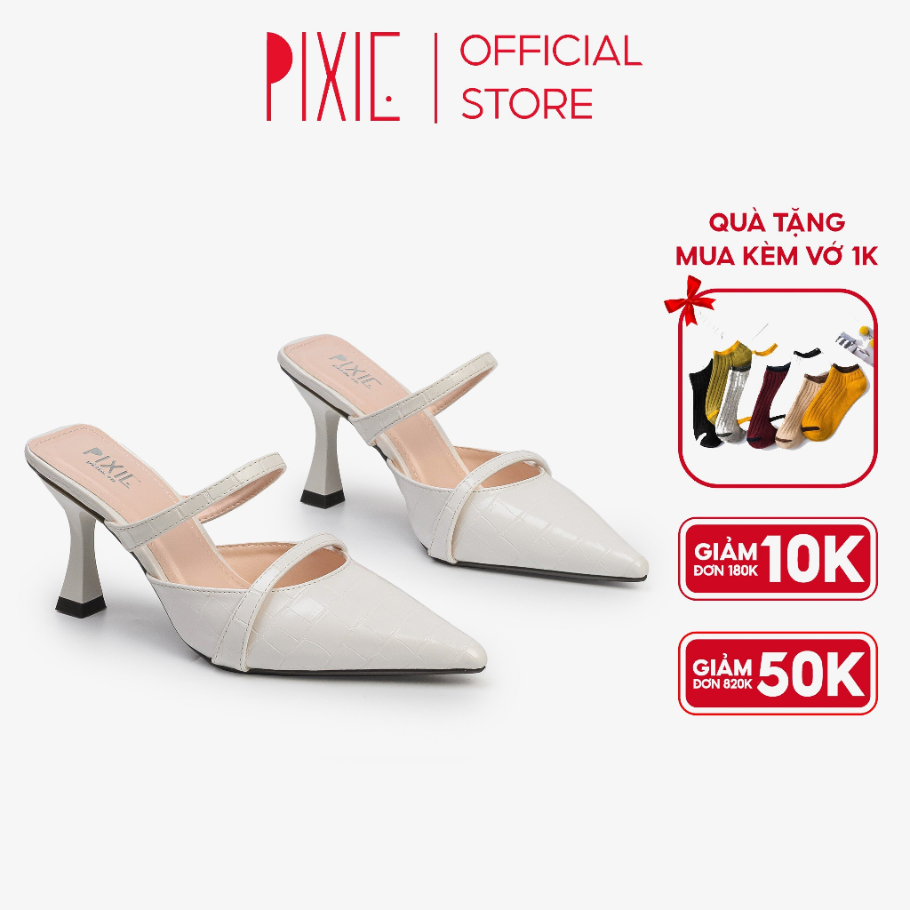 Giày Sục Cao Gót 7cm Da Giả Vân H121 Pixie