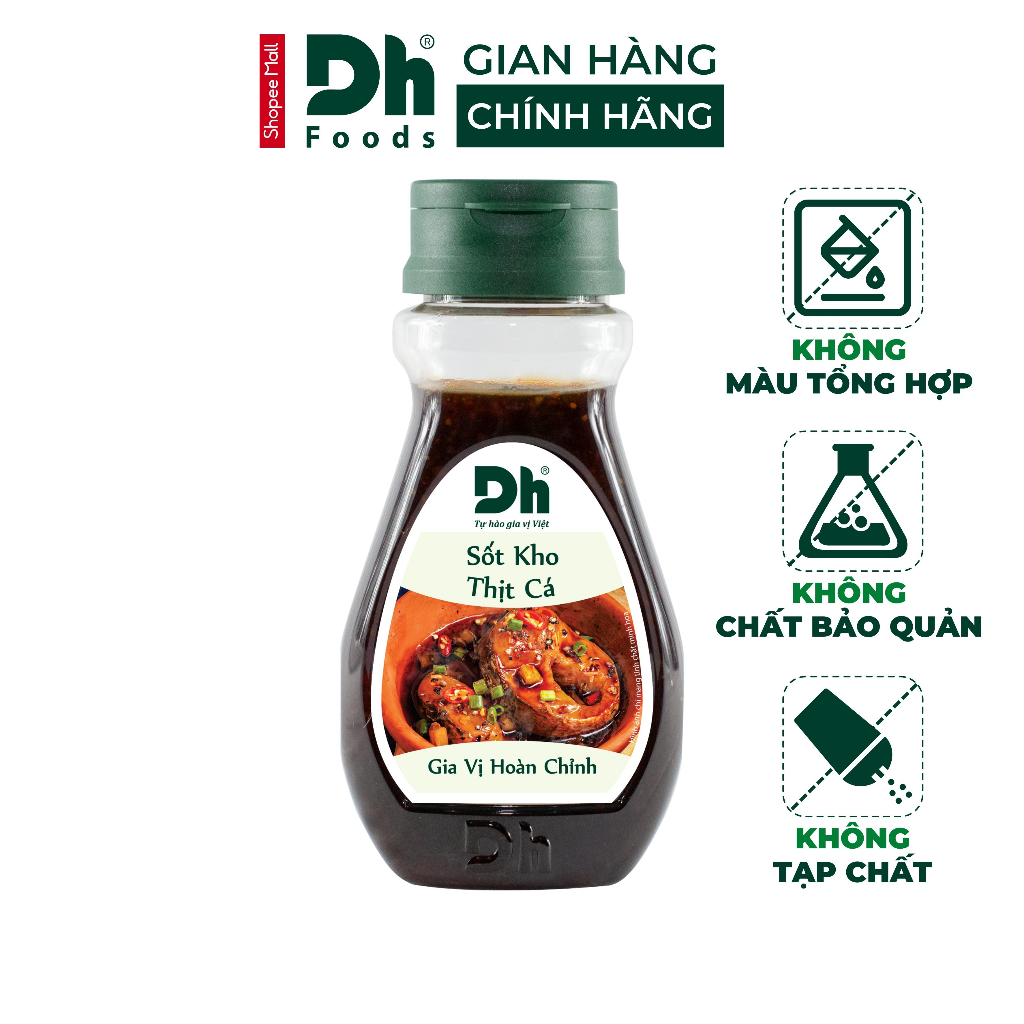 Sốt kho thịt cá Dh Foods gia vị hoàn chỉnh ướp thịt cá nêm sẵn thành phần tự nhiên lọ 200gr