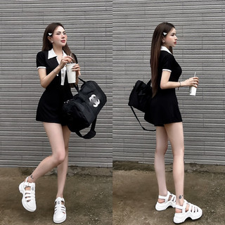 Jumpsuits đùi phối cúc viền trắng  Bigsize(45-73kg)