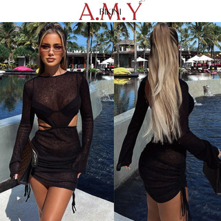 [Bikini A.M.Y] Đầm Dáng Ôm Phối Lưới Thời Trang Quyến Rũ