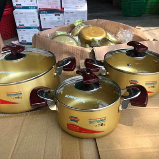 Bộ nồi Anod Sunhouse SH6634 chất liệu nhôm dùng bếp gas bếp hồng ngoại