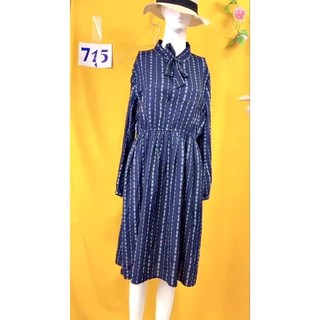 đầm sơmi cổ nơ size M/L. S715