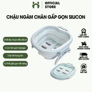 Chậu Ngâm Chân Gấp Gọn Silicon Có Con Lăn Massage Chân Thư Giãn Size To