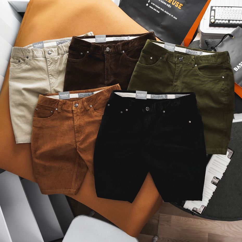 Quần short nam kaki nhung, Quần short nam 5 màu chuẩn form mềm mịn trẻ trung sang trọng - Basichouse