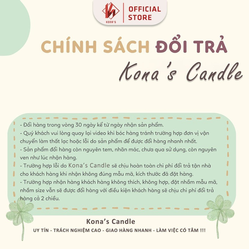Nến thơm phòng tinh dầu KONA'S cao cấp organic không khói an toàn dễ ngủ trang trí quà tặng