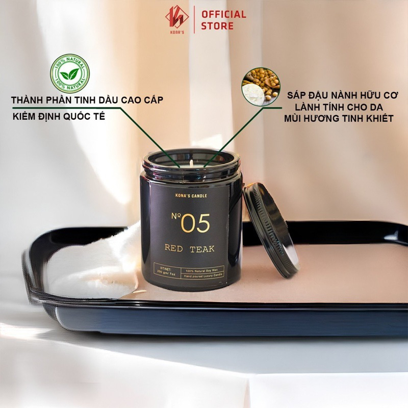 Nến thơm phòng tinh dầu KONA'S cao cấp organic không khói an toàn dễ ngủ trang trí quà tặng