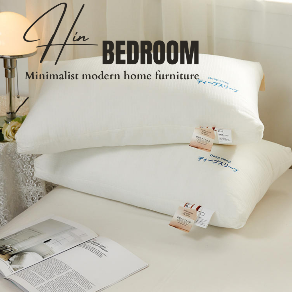 Gối Ngủ Lông Vũ Nhân Tạo Nhật Bản Hin Home Bedding 50x70cm Chuẩn Gối Khách Sạn