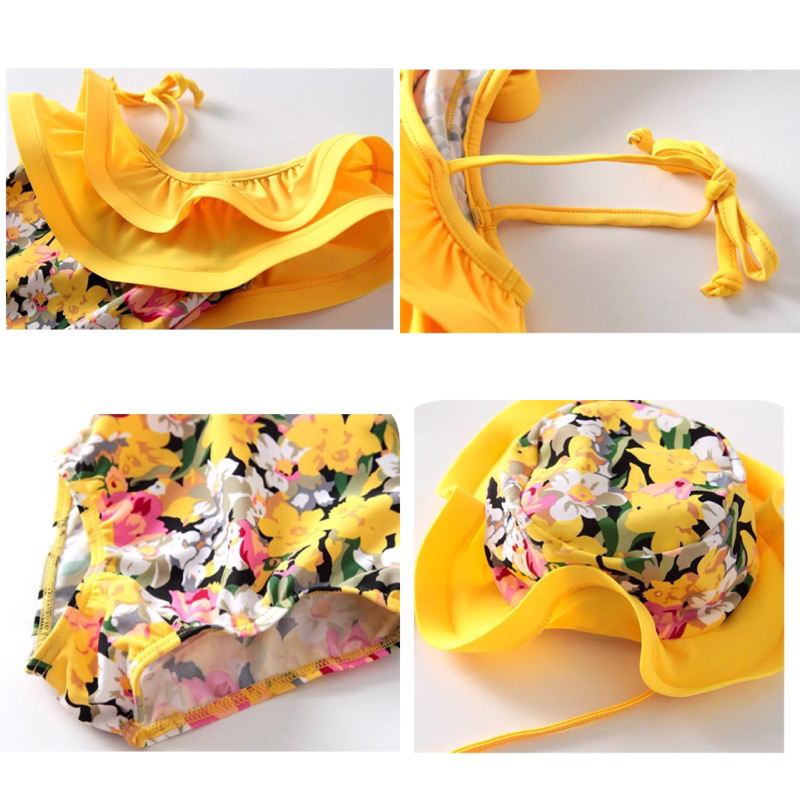 Set bơi bikini kèm mũ/turban cho bé gái