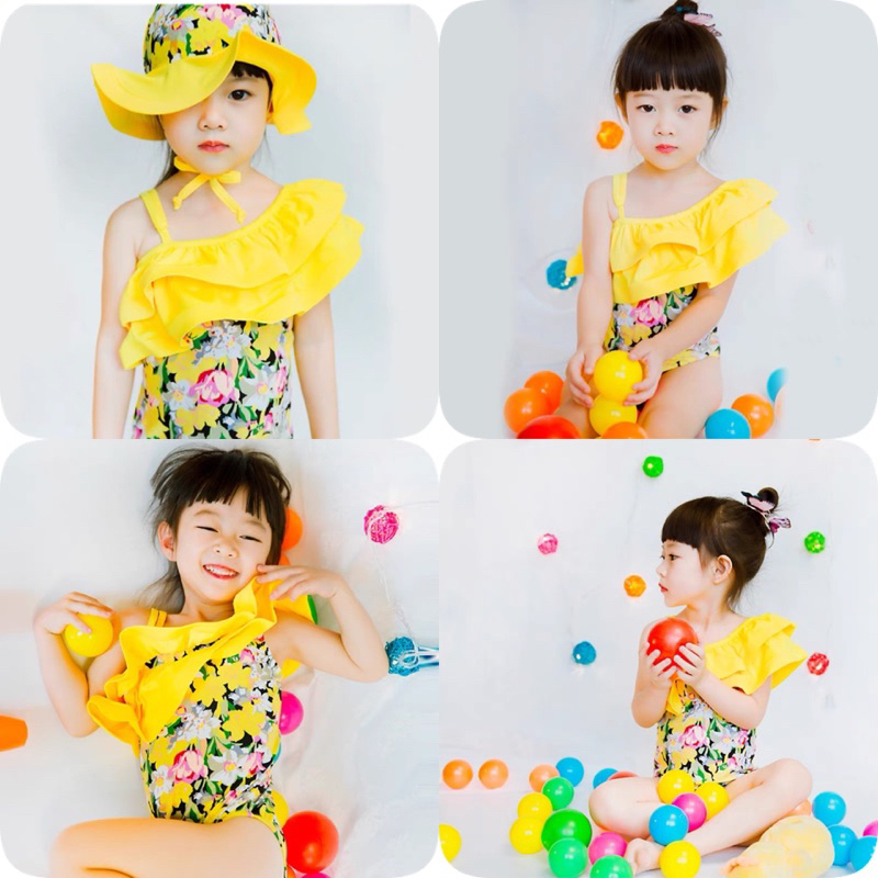 Set bơi bikini kèm mũ/turban cho bé gái