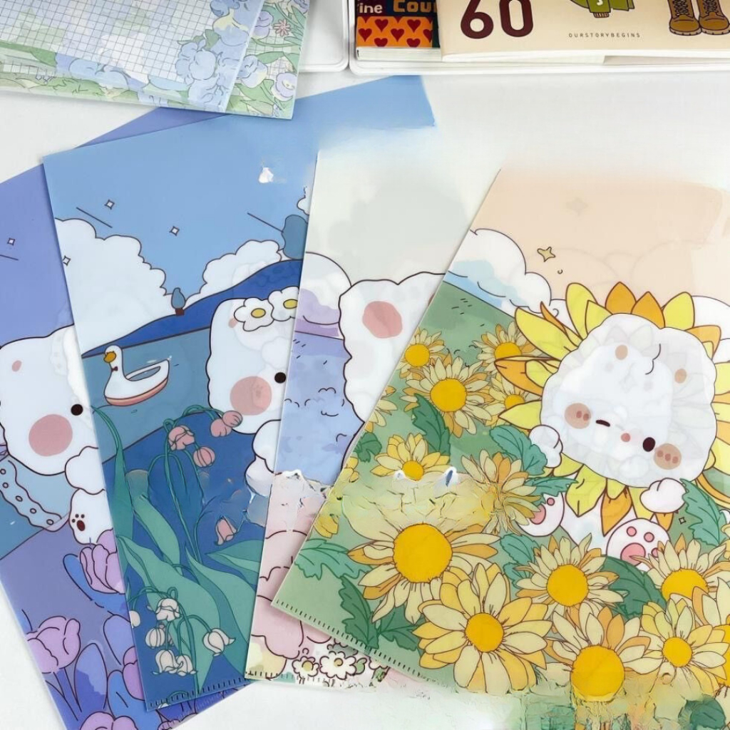 Bìa nhựa, file lá Clear Book đựng tài liệu A4 màu pastel hình đáng yêu,Bìa sơ mi đựng tài liệu A4/ Bìa Hồ Sơ