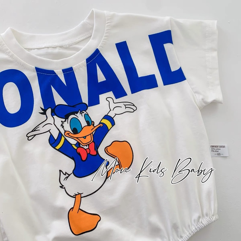 Body donal kèm mũ cho bé trai và bé gái 3-12kg bodysuit cho bé