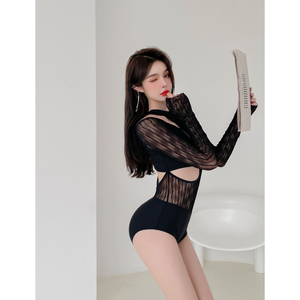 [ HOẢ TỐC - HN Bikini A.M.Y]  Bikini liền thân co giãn tay dài phong cách Hàn Quốc 2023 | BigBuy360 - bigbuy360.vn