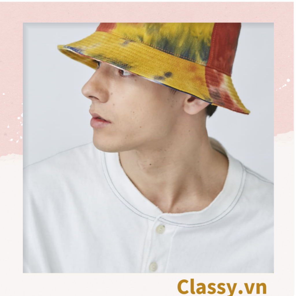 Nón bucket họa tiết vành tròn, thích hợp cả nam và nữ Classy PK1133 phong cách Hàn Quốc cá tính