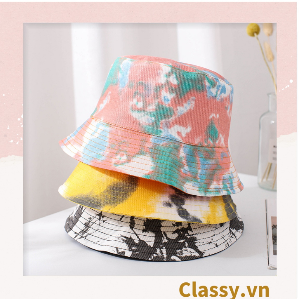 Nón bucket họa tiết vành tròn, thích hợp cả nam và nữ Classy PK1133 phong cách Hàn Quốc cá tính