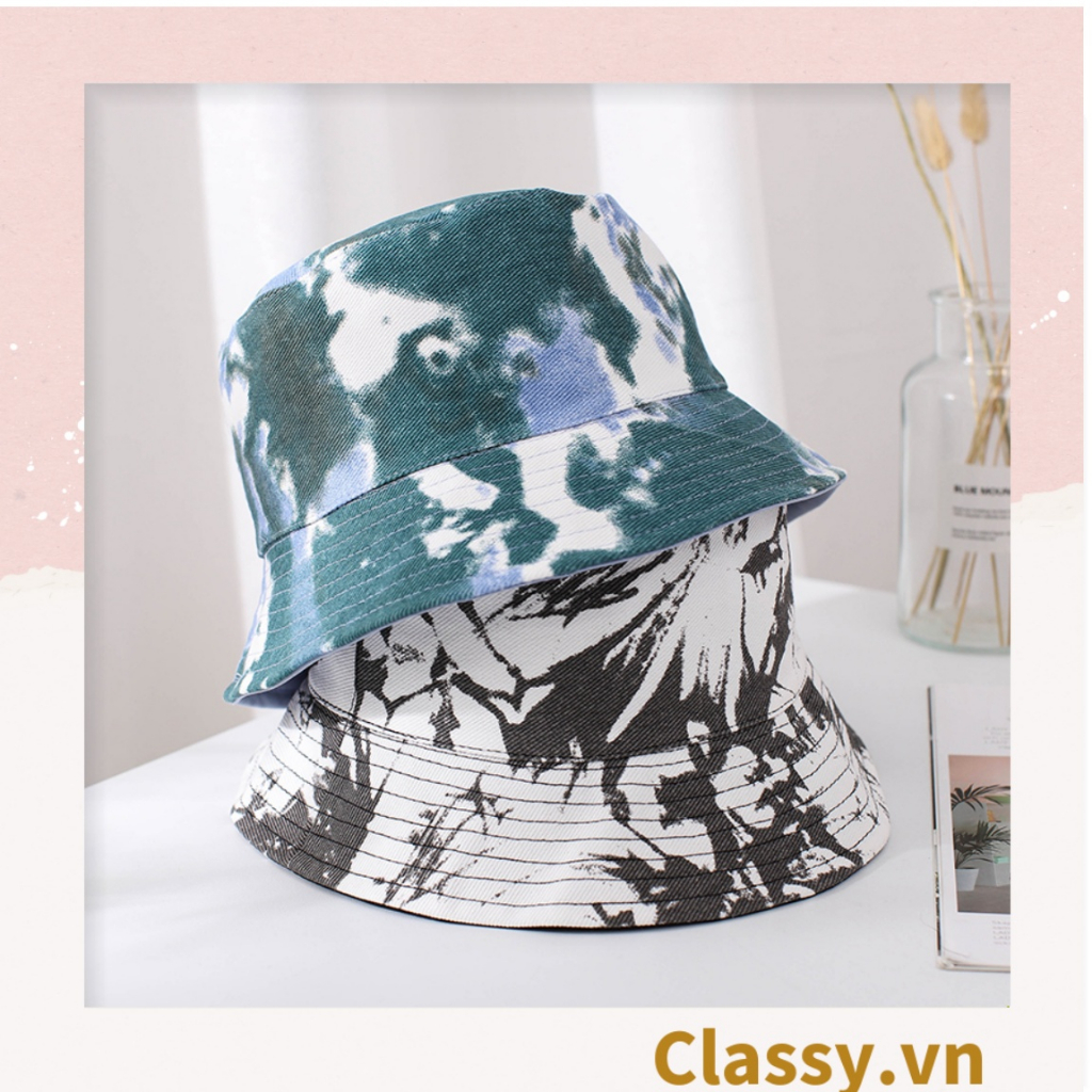 Nón bucket họa tiết vành tròn, thích hợp cả nam và nữ Classy PK1133 phong cách Hàn Quốc cá tính