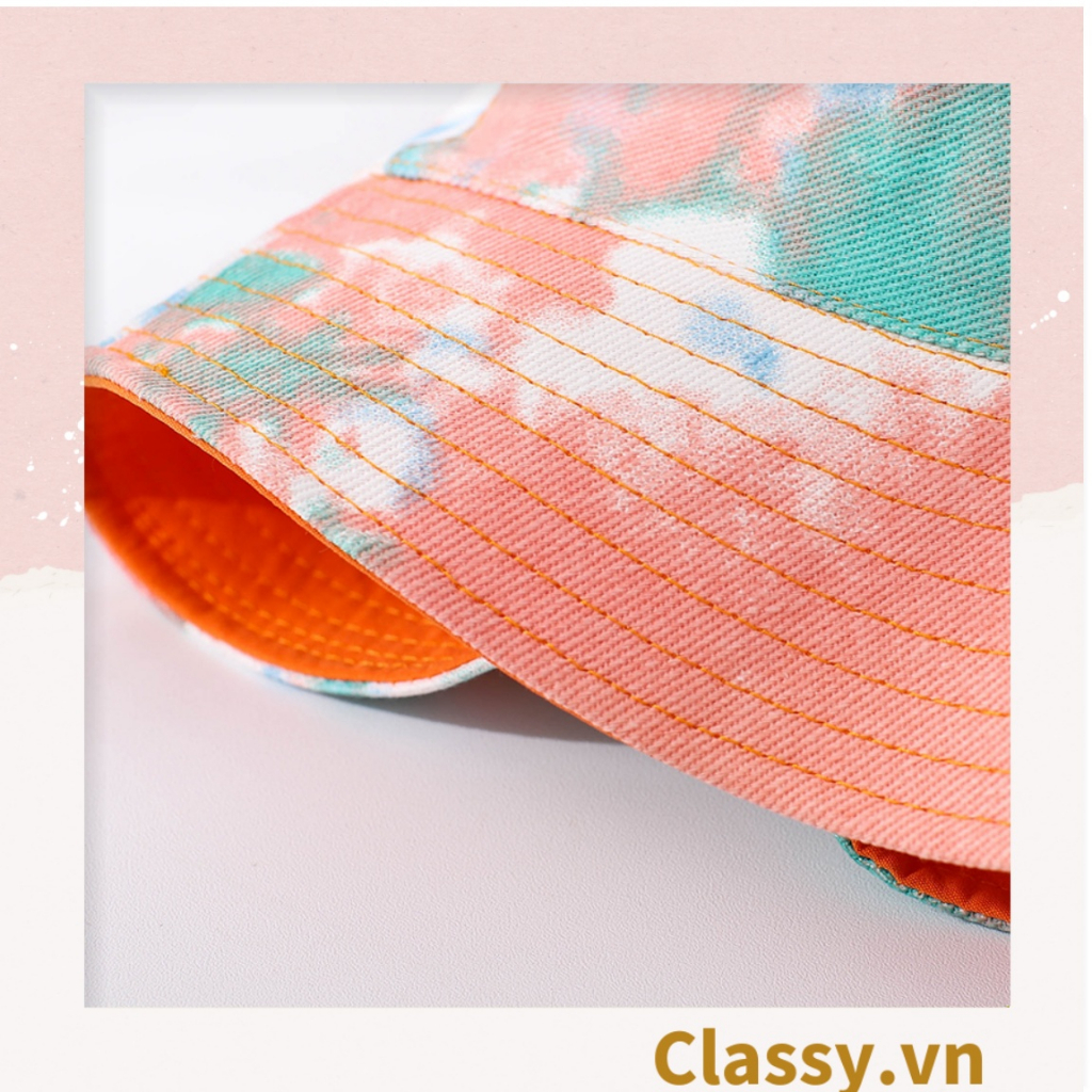 Nón bucket họa tiết vành tròn, thích hợp cả nam và nữ Classy PK1133 phong cách Hàn Quốc cá tính