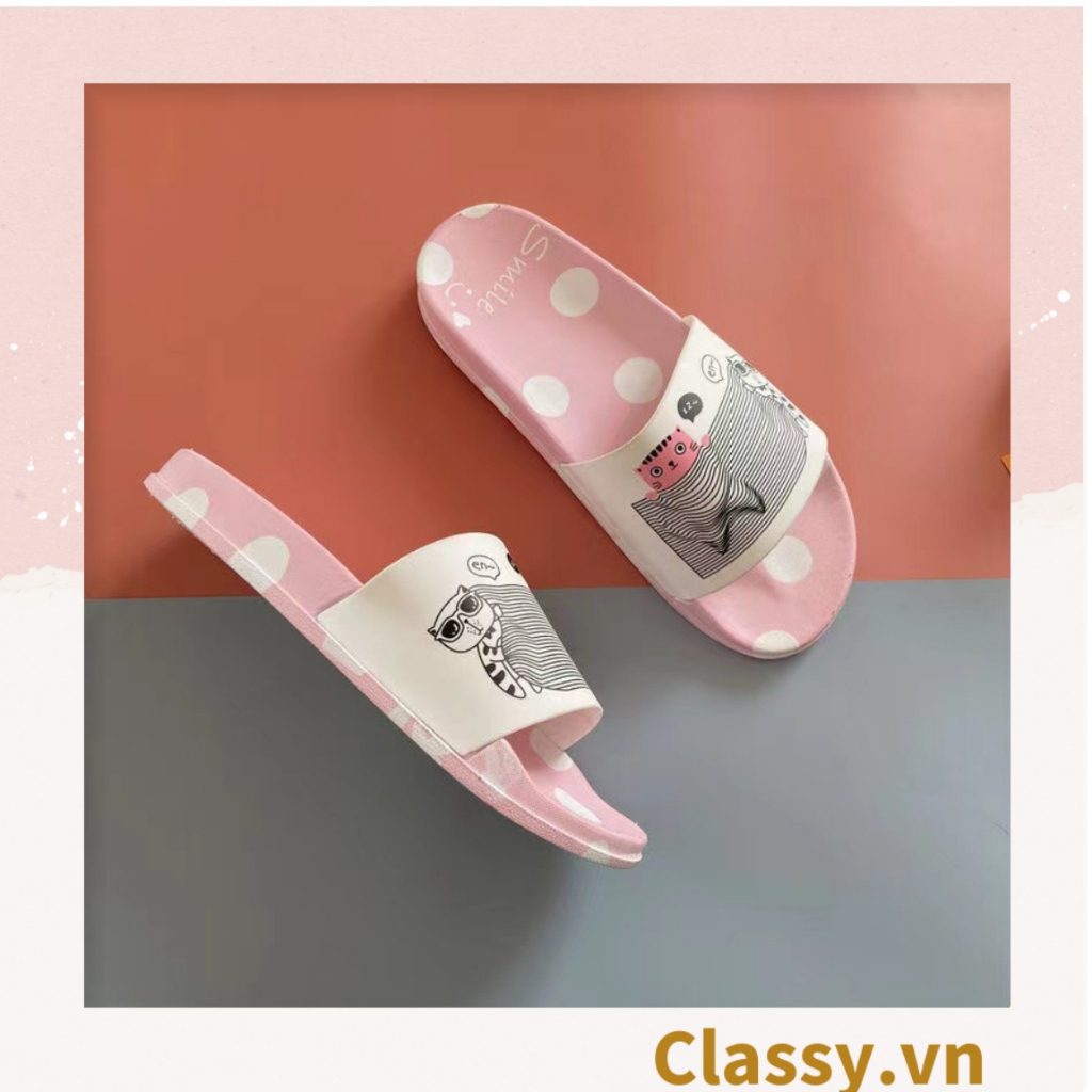 XẢ KHO Dép quai ngang nam nữ Classy họa tiết chấm bi đáng yêu, siêu êm, siêu bền G1120