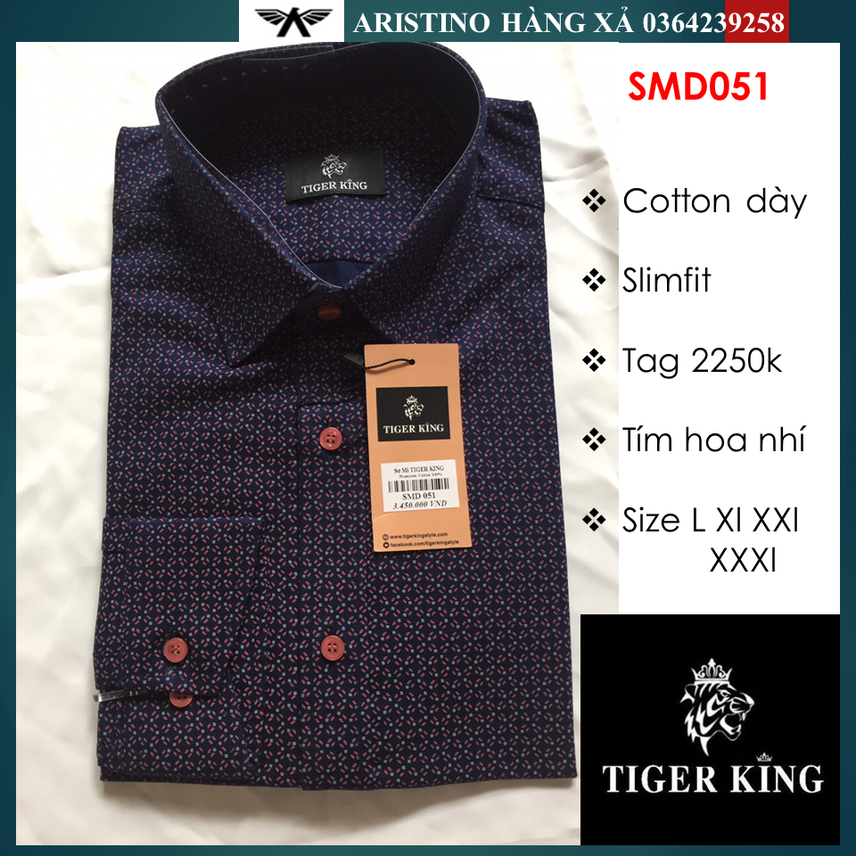 Áo sơ mi dài tay nam Tiger King SMD041 vải dày dặn, màu tím hoa nhí, thanh lí tại Vin com Nguyễn Chí Thanh