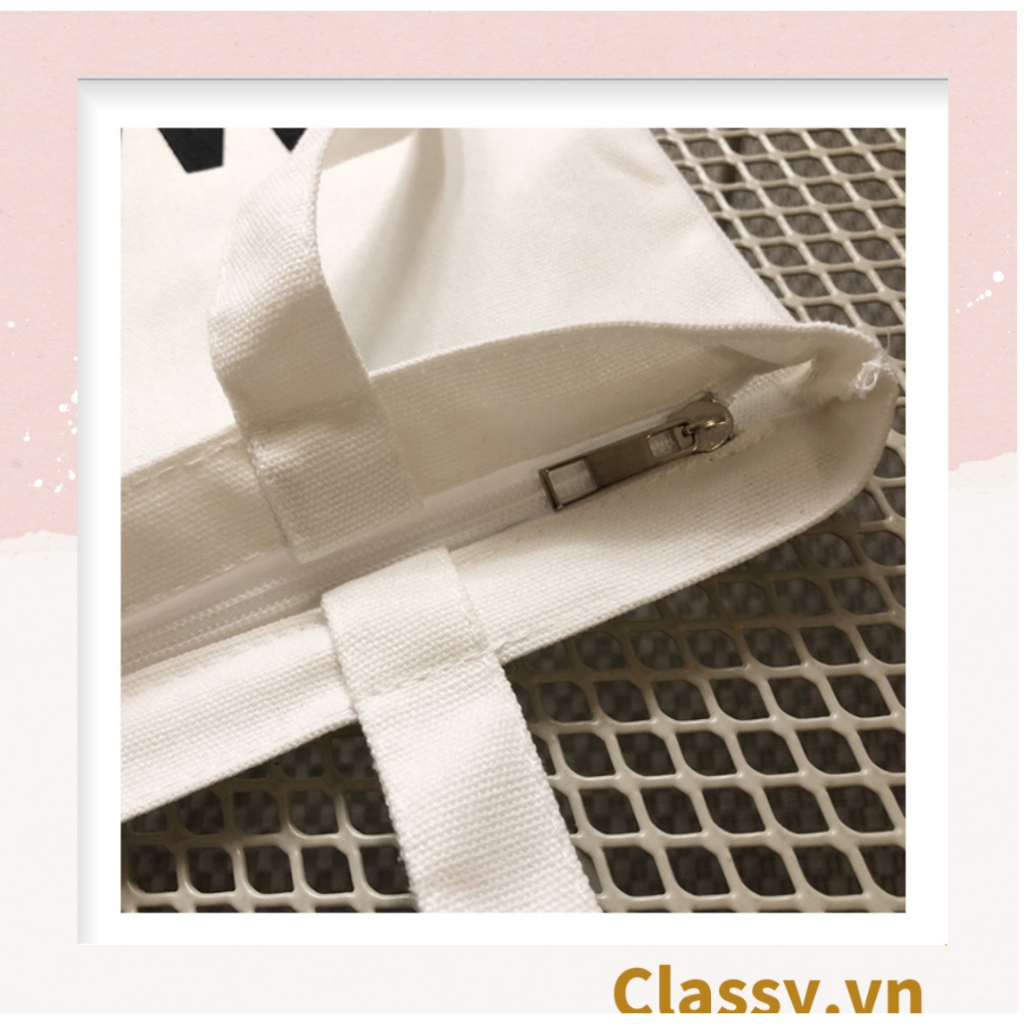 Túi vải Canvas  Classy 38 * 34 cm Bốn Màu in chữ White, Pink, Black, Yellow, Thân thiện với môi trường