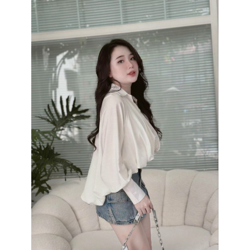 Áo sơ mi thụng bí tay dài