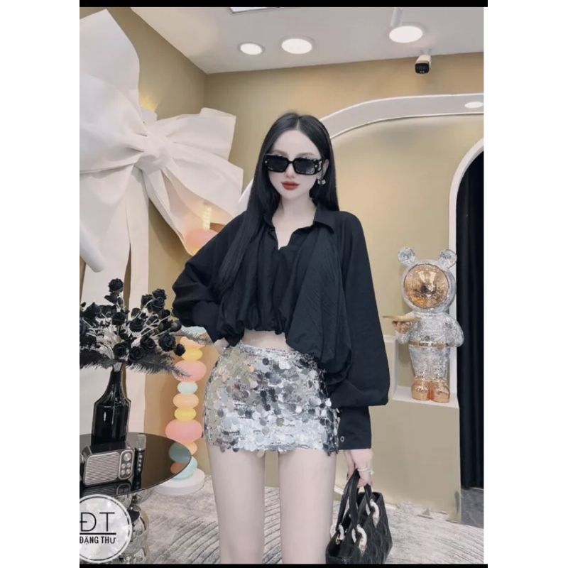 Áo sơ mi thụng bí tay dài