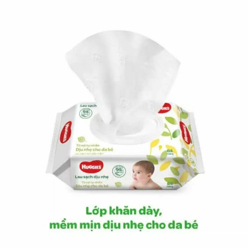 Khăn ướt em bé Huggies không mùi 64 tờ