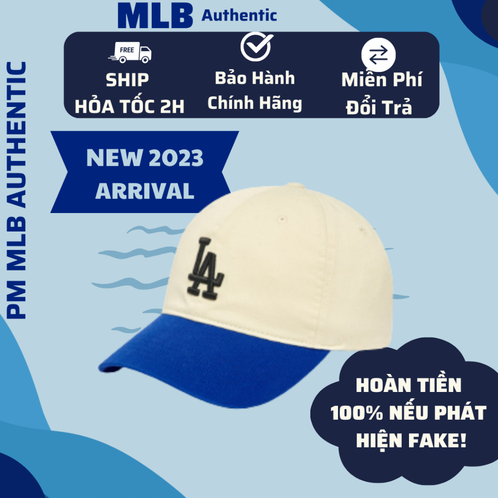 [Chính hãng] Mũ MLB lưỡi trai LA trắng xanh ,phong cách Hàn Quốc, xinh xắn giá tốt
