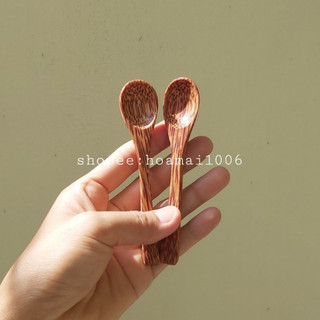 Muỗng cafe gỗ dừa nhỏ CÁN BẰNG múc gia vị, thìa muỗng nhí cán nhọn múc đường uống cafe, ăn sữa chua