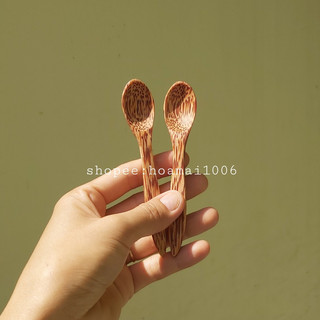 Muỗng cafe gỗ dừa nhỏ CÁN NHỌN múc gia vị, thìa muỗng nhí cán nhọn múc đường uống cafe, ăn sữa chua