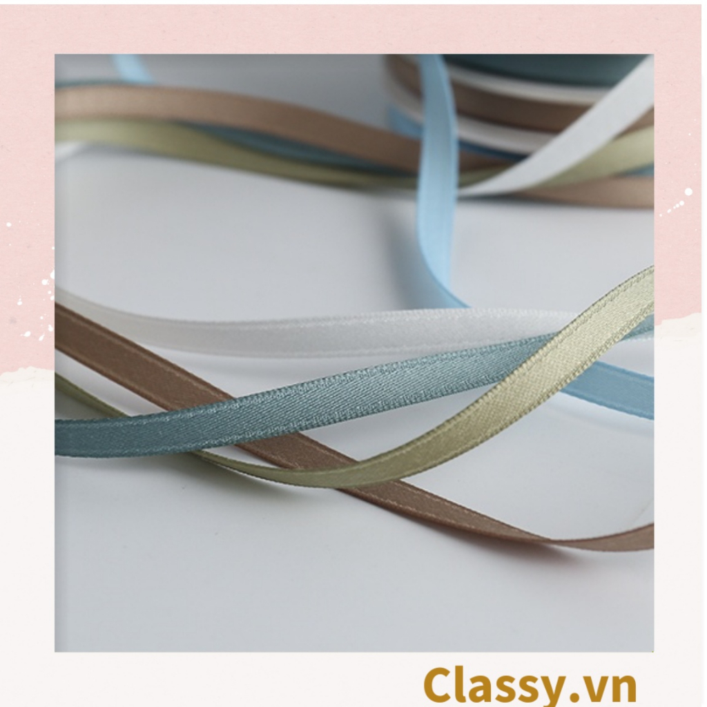Ruy băng Classy vải sợi poly dài 01MÉT, Rộng 3 MM đơn sắc, đủ màu, làm phụ kiện Q564
