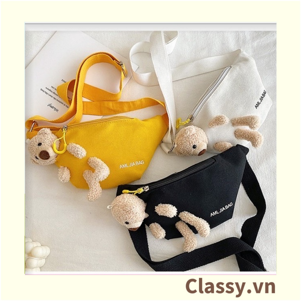 Túi bao tử nữ Classy vải canvas đi chơi mini nhỏ giá rẻ đẹp hoạ tiết chú gấu xinh T278