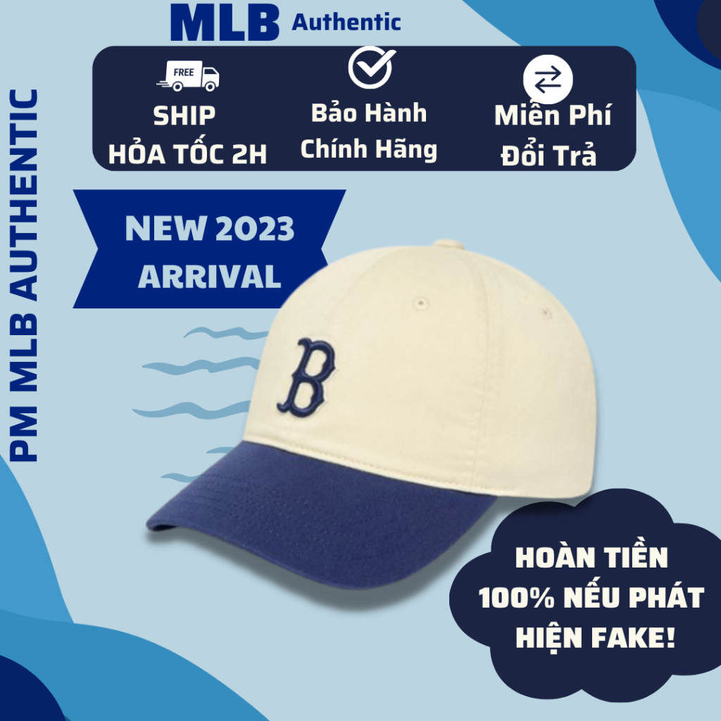 [Chính hãng] Mũ MLB lưỡi trai chữ B trắng xanh ,phong cách Hàn Quốc, xinh xắn giá tốt