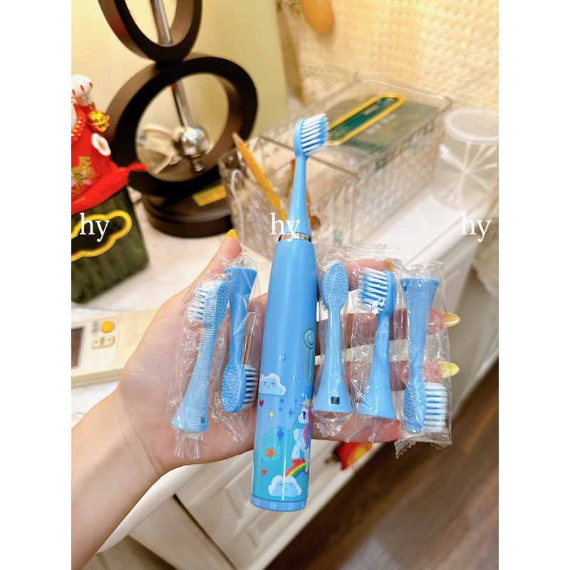 Bàn chải điện cho bé, Bàn chải đánh răng bằng pin tặng kèm 5 đầu thay thế cho trẻ em nhiều màu  xinh xắn