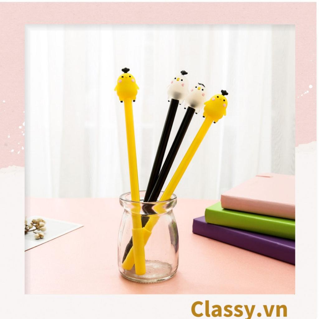 Bút VIẾT GEL MÀU ĐEN Classy 0,38MM; hình bé gà trong suốt cực cute PK482