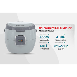 Nồi cơm điện 1.8L SUNHOUSE SHD8663G