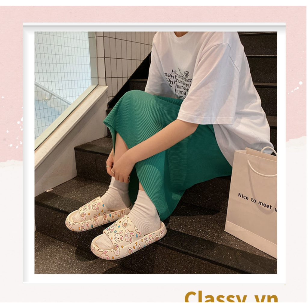 Dép nam nữ quai ngang đế dày Classy chất liệu PVC, họa tiết graffiti dễ thương thích hợp mang trong nhà ngoài trời G1076