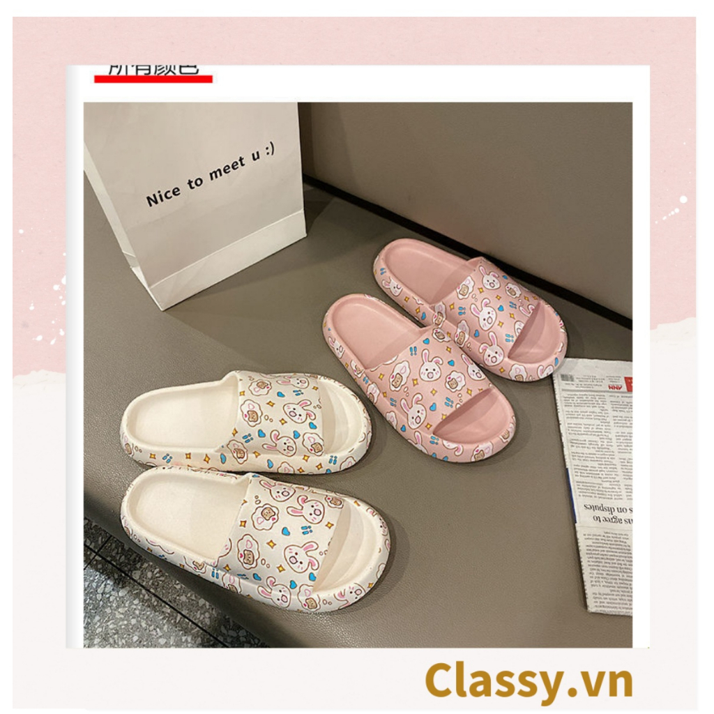 Dép nam nữ quai ngang đế dày Classy chất liệu PVC, họa tiết graffiti dễ thương thích hợp mang trong nhà ngoài trời G1076