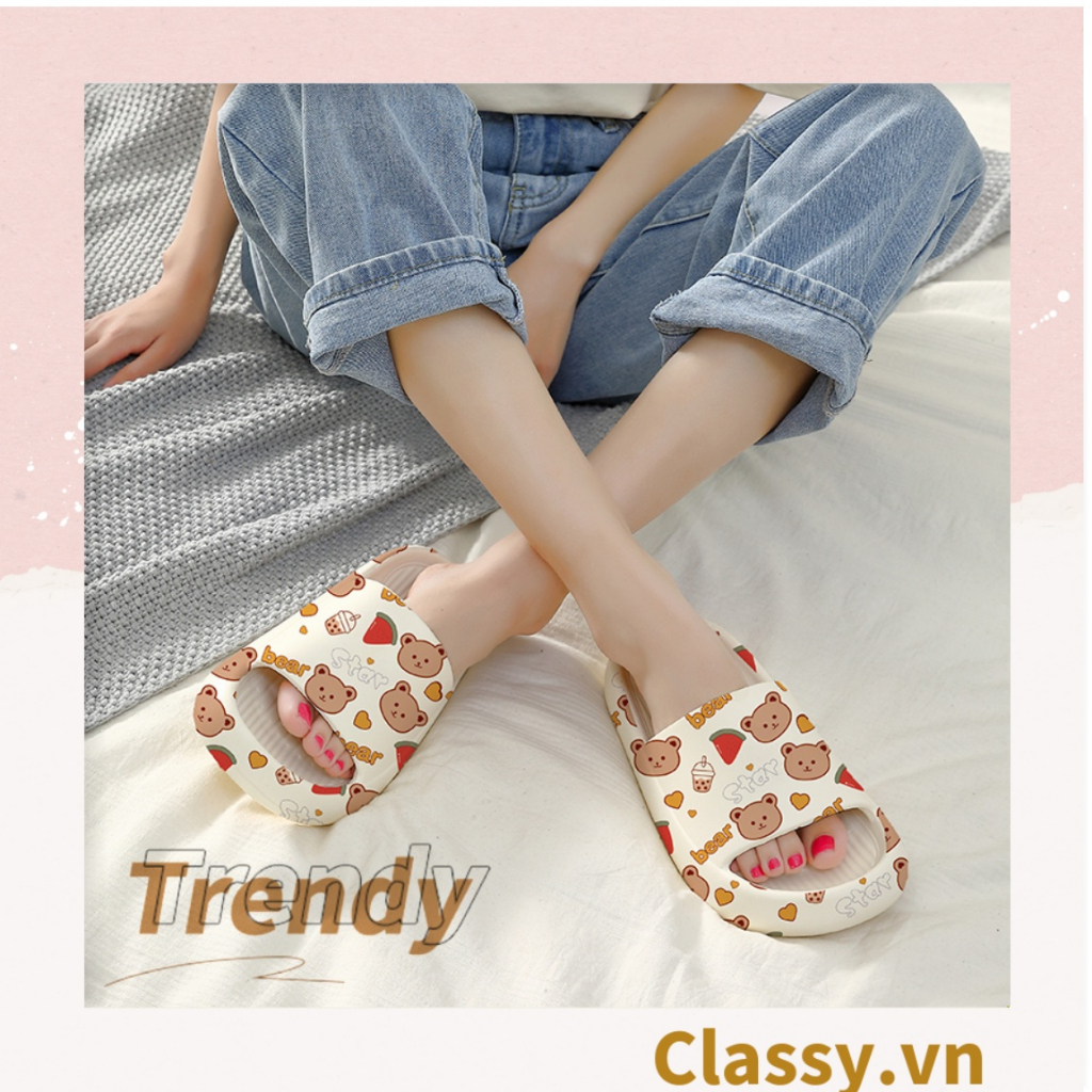 Dép nam nữ quai ngang đế dày Classy chất liệu PVC, họa tiết graffiti dễ thương thích hợp mang trong nhà ngoài trời G1076