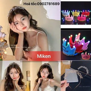 Cài Happy Birthday đính đá , cài vương miện đèn trang trí sinh nhật, phụ kiện bóng sinh nhật…