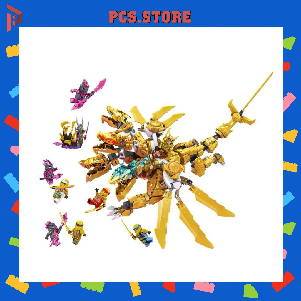 Đồ Chơi Lắp Ráp Ninja 71774 Lloyd's Golden Ultra Dragon - Rồng vàng 4 đầu 989 Chi Tiết - PCS STORE