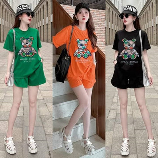 Đồ bộ thun mặc nhà cho nữ rẻ đẹp mùa hè bộ quần áo đùi nữ bigsize 3 SIZE 45-75KG chất thun coton co giãn in gấu trái tim