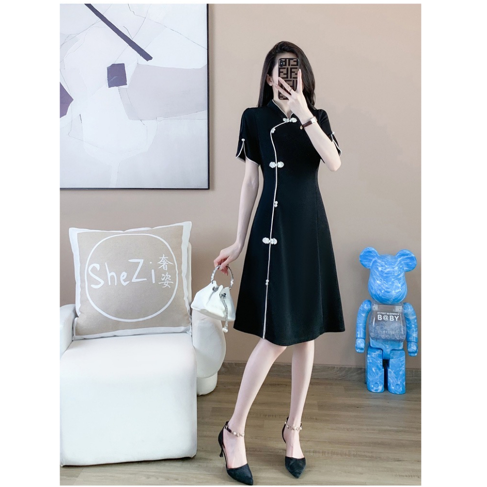 ĐẦM ĐEN NÚT TÀU - BIGSIZE CAO CẤP ( 52kg -> 90klg )