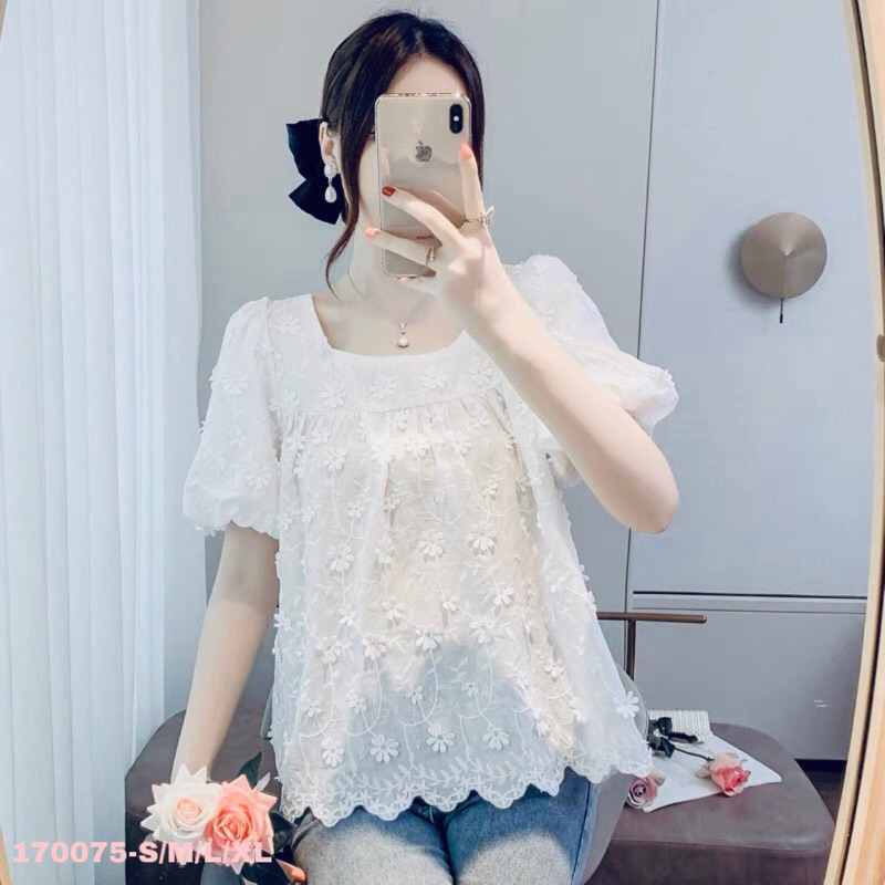 ÁO XÔ THÊU 3D HOA NỔI TRẺ TRUNG NỮ TÍNH HOT NHẤT NĂM