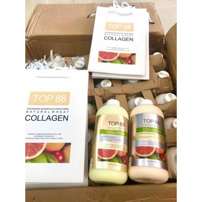Cặp Dầu Gội Xả Hương Bưởi Ngăn Rụng và Kích Thích Mọc Tóc Top88 800ml  Oil Collagen Hair Salon Chính Hãng