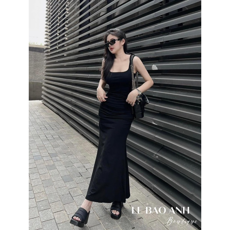 Đầm 2 Dây Chất Lụa Dáng Dài Thiết Kế Nhún Lưng Chuẩn Hình Sang Chảnh Cho Nữ Đi Tiệc Đi Chơi ATN Clothiá